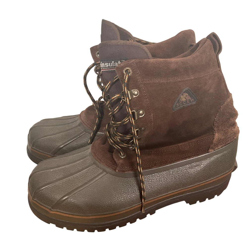 Rocky Thinsulate Boots Mens 11M Brown Suede‎ Waterproof Snow Winter Steel Shank